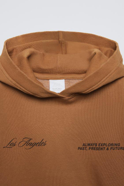 ZARA КОМПЛЕКТ ИЗ ХУДИ И БРЮК WIDE LEG ИЗ МЯГКОЙ ТКАНИ, СВЕТЛО-КОРИЧНЕВЫЙ