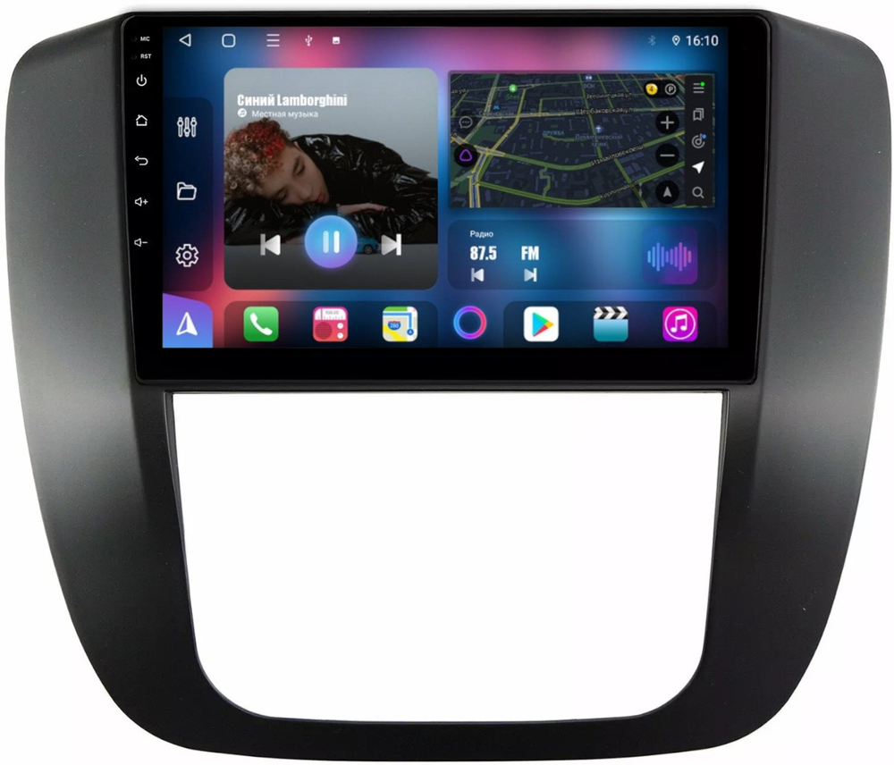 Магнитола для Chevrolet Tahoe 2006-2014 (рамка черная) - FarCar 1247M монитор 9.5" QLED на Android 14, TS18, CarPlay, 4G SIM-слот