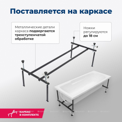 Акриловая ванна Aquanet (Акванет) Extra 160x70 с каркасом