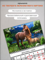 Настенный трехблочный квартальный календарь "Лошади"