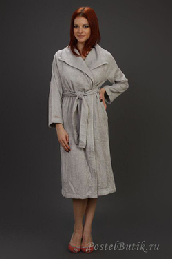 Элитный халат махровый Waterside серебряный от Hamam