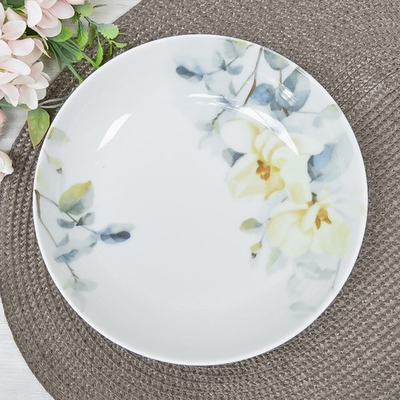 Тарелка 205мм глубокая форма Универсал Белый шиповник