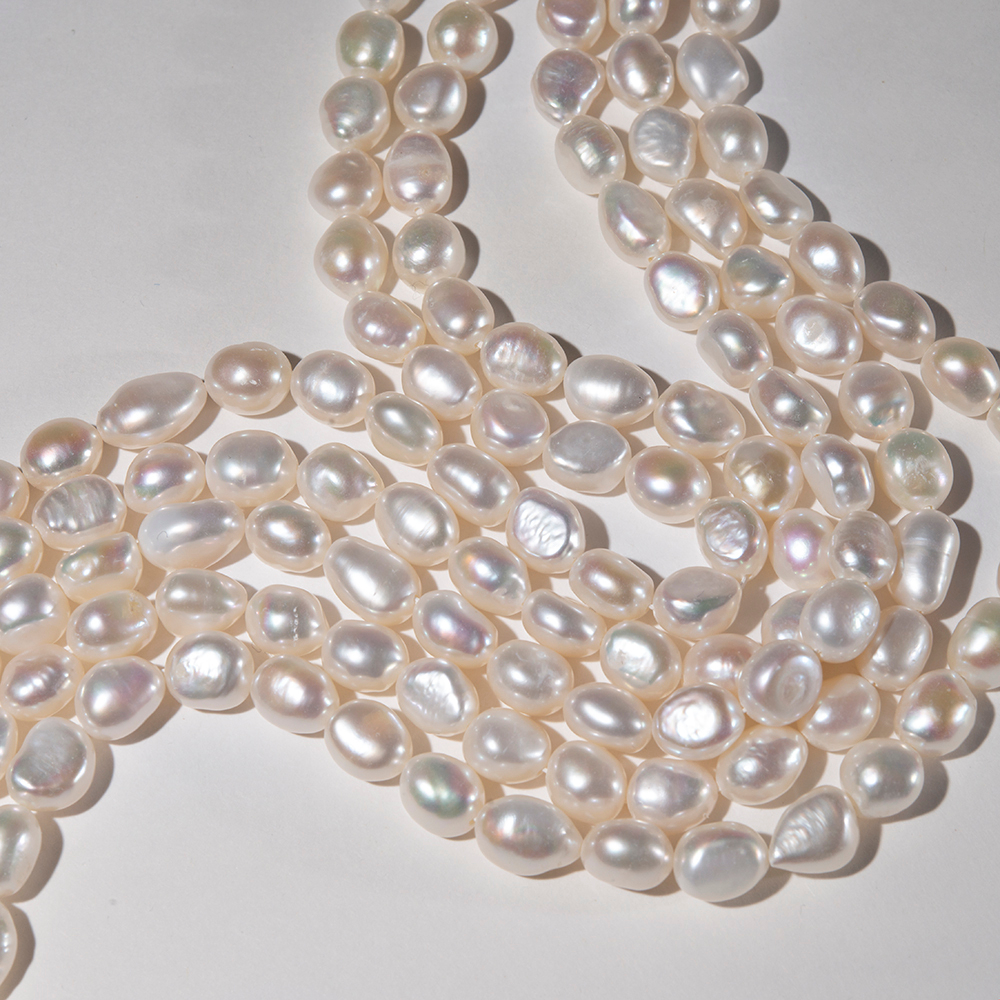 Жемчуг культивированный фриформ, белый, 7-8*9-11мм