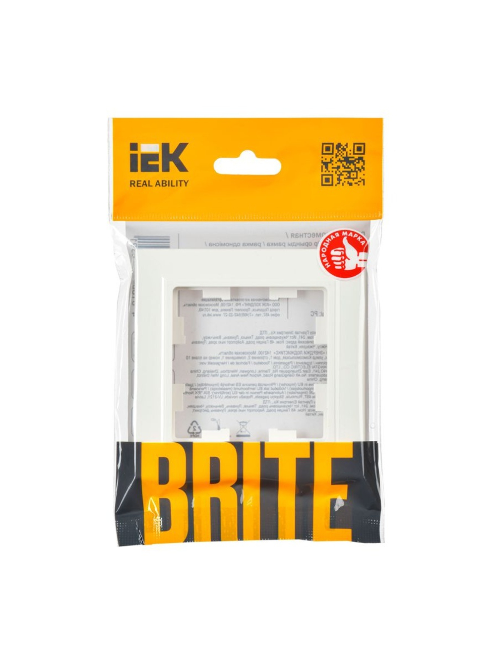 Рамка 1-м BRITE РУ-1-БрБ бел. IEK BR-M12-K01