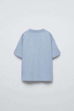 ZARA ОДНОТОННАЯ ФУТБОЛКА, НЕБЕСНО-ГОЛУБОЙ