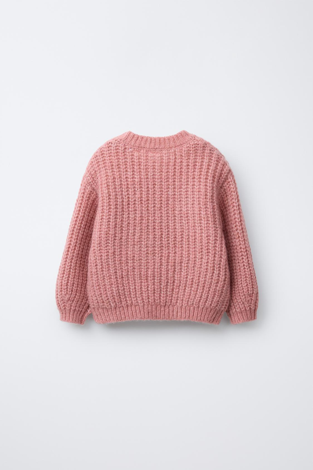 ZARA ВЯЗАНЫЙ СВИТЕР С ВЫШИТЫМИ ЦВЕТАМИ, КОРАЛЛОВО-РОЗОВЫЙ