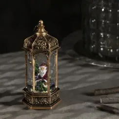 Светодиодная фигура Дед Мороз в ротонде 6.3×14×6.3 см., пластик, блёстки, батарейки AG13х3, Luazon Lighting (5104341)