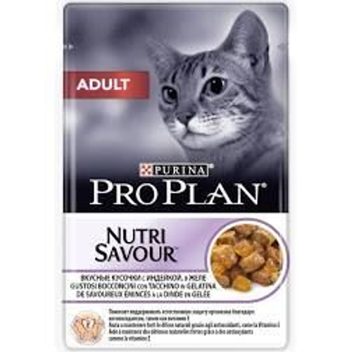 Purina Pro Plan Adult Влажный корм для взрослых кошек кусочки в желе с индейкой, 85 г