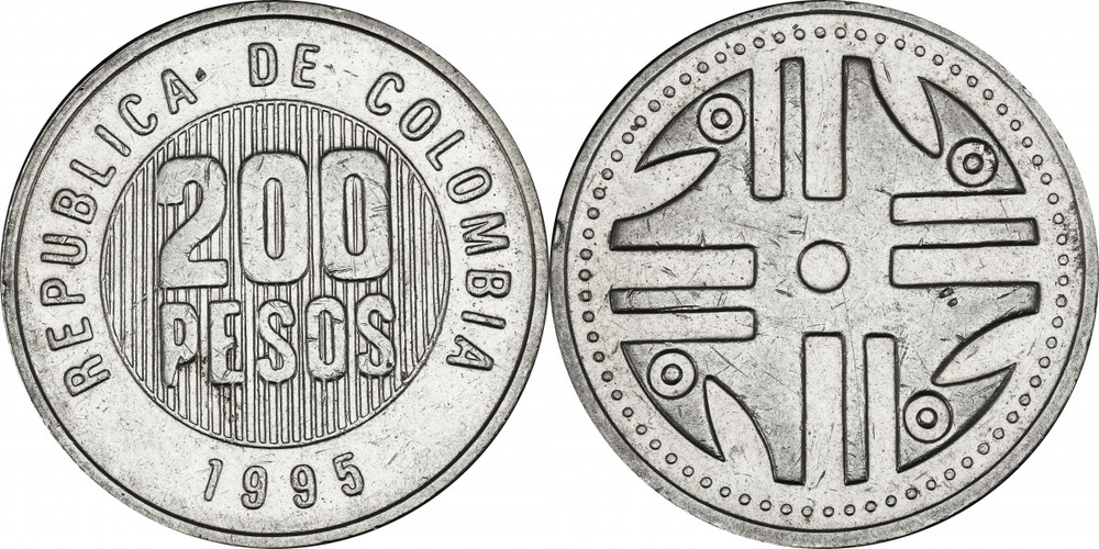 Колумбия 200 песо, 1994 - 2012 Национальный арнамент XF