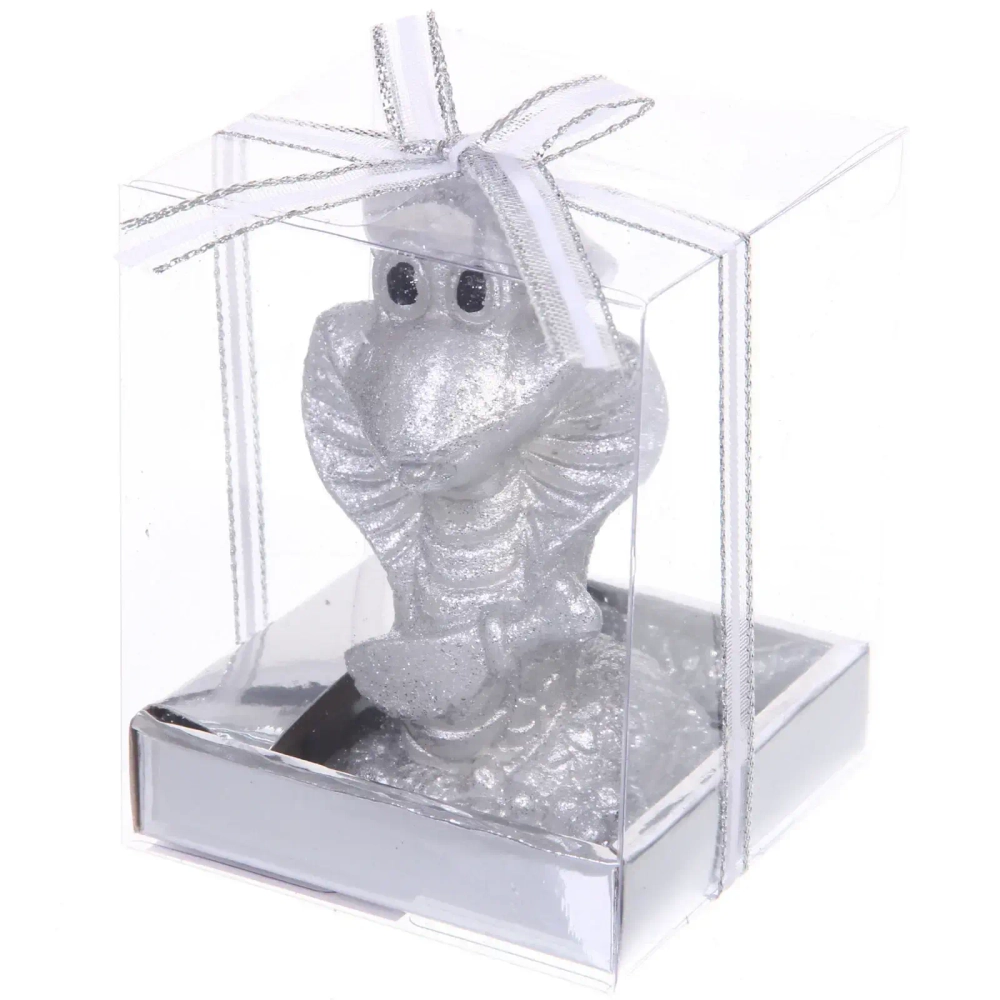 Свеча новогодняя «Загадочная змея» 8*8*10 см, Серебро