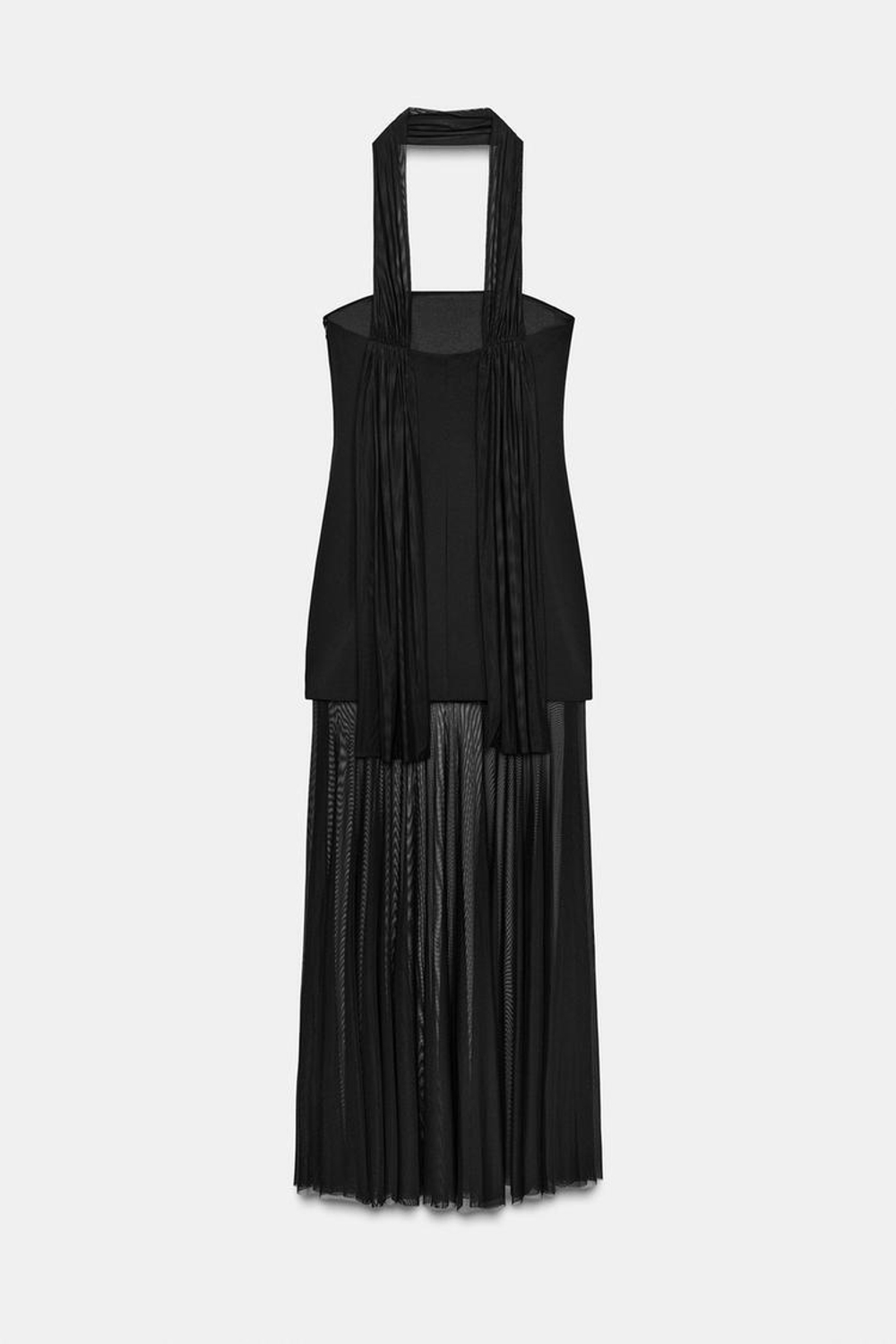 ZARA КОМБИНИРОВАННОЕ ПЛАТЬЕ С ПРОЗРАЧНЫМИ ДЕТАЛЯМИ, ЧЕРНЫЙ