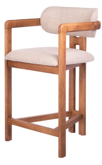 Стул полубарный Rich рогожка латте с ножками цвета орех