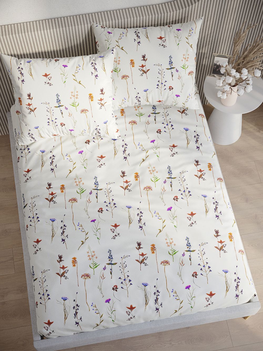 Постельное белье перкаль Сказка "Маргарита" евро Наволочка 50х70 см 2 шт Простынь на резинке 180x200 см Пододеяльник 200x215 см