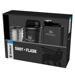Набор подарочный Stanley Adventure (фляга 0,23 л+стопки 4 шт по 59 мл+футляр), черный