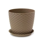 Кашпо РОТАНГ D180мм 3л с поддоном Бежевый ротанг 0,158,18х0,18м (комплект 24 шт)