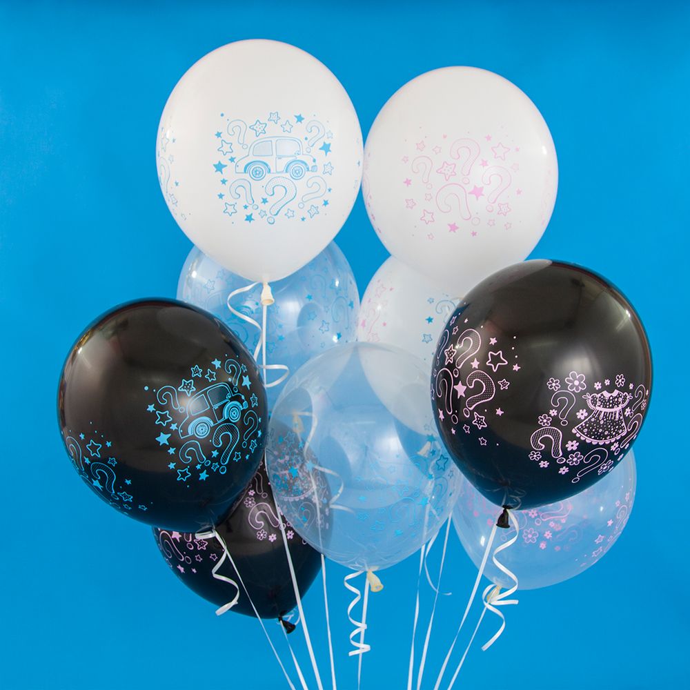 Шар (12"/30 см) Гендер Пати, Ассорти, кристалл, 4 ст 50 шт.