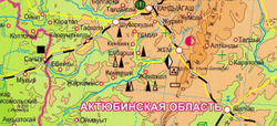 Физическая карта Казахстана (рус./каз. яз.). Плакат. м 1:3 000 000. Размер 70*100 см. (2024г.) Ламинированная