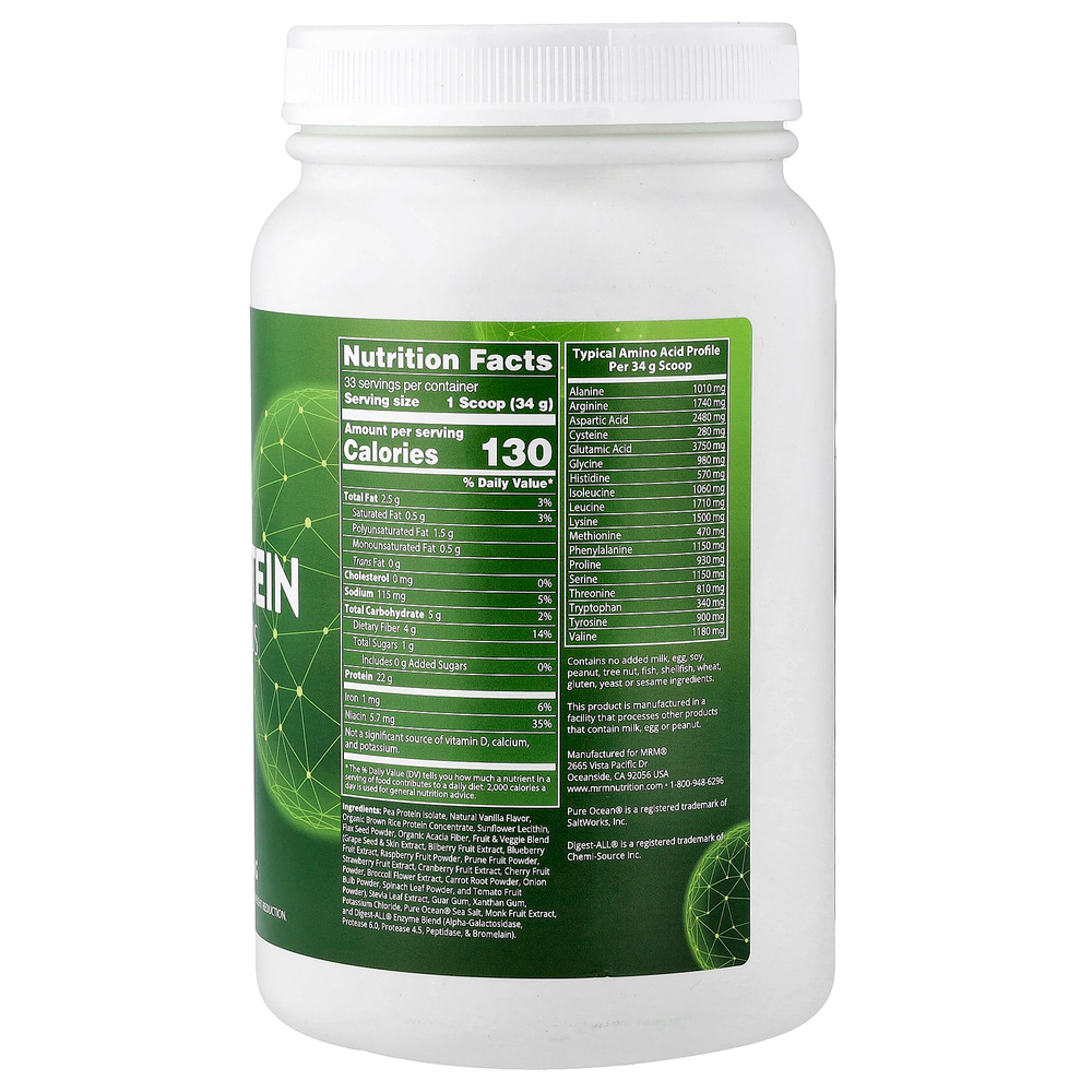 MRM Nutrition, Растительный протеин с суперфудами, ваниль, 1140 г (2,5 фунта)