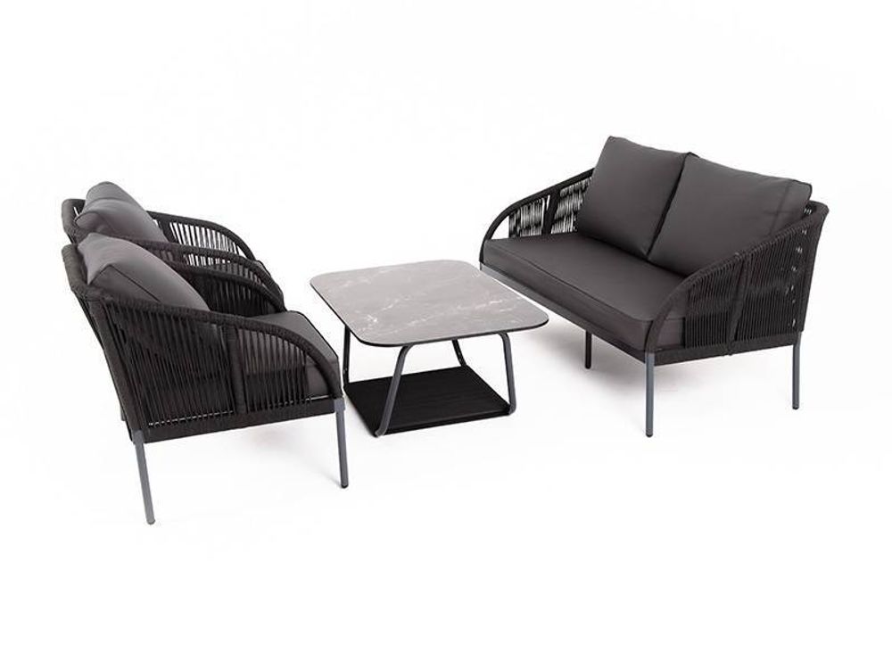 "Канны" лаунж-зона 4-местная плетеная из роупа (веревки), цвет темно-серый