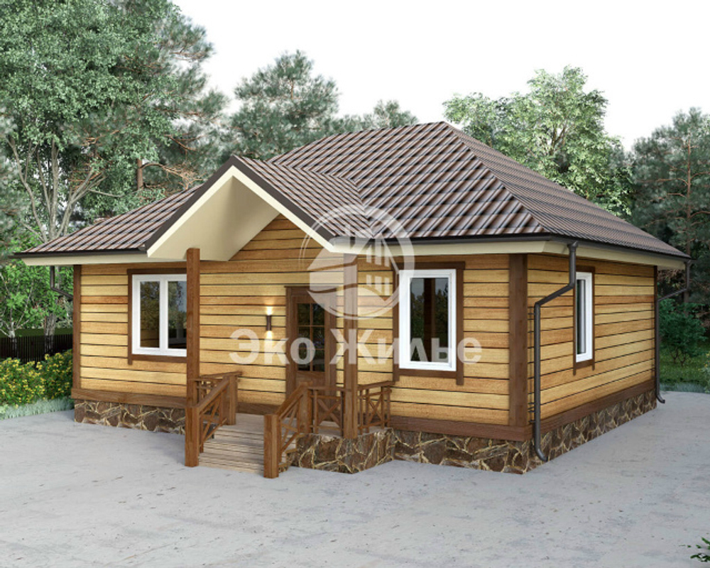 Проект Уют Дом 70 кв. м из бруса Д-21