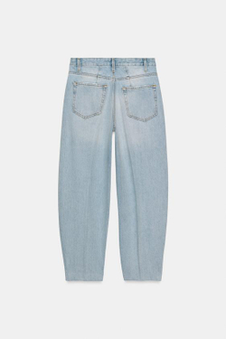ZARA ДЖИНСЫ ZW COLLECTION BARREL С ВЫСОКОЙ ПОСАДКОЙ, ГОЛУБОЙ