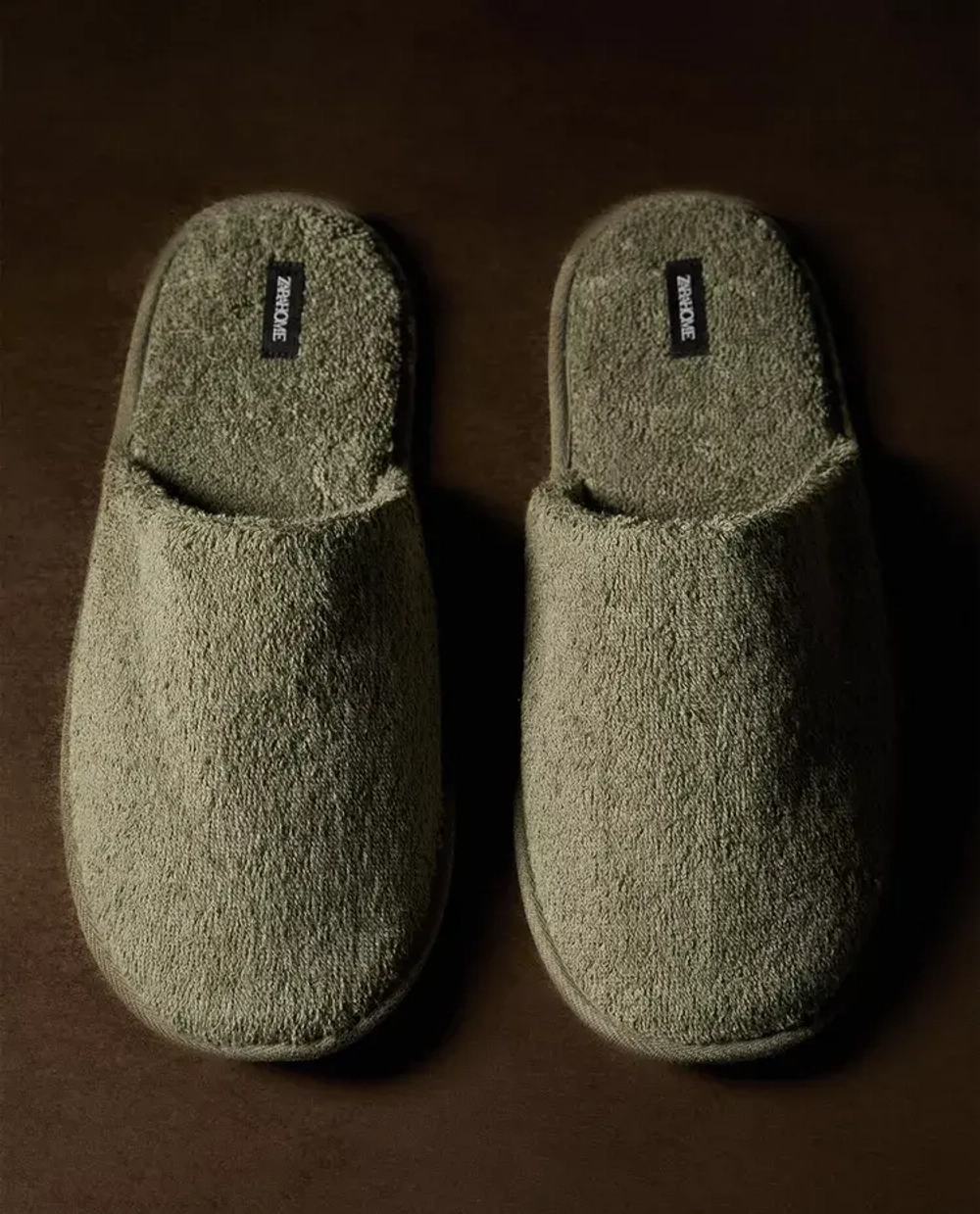 ZARA HOME МАХРОВЫЕ ТАПОЧКИ, ХАКИ