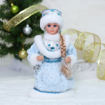 Снегурочка музыкальная «Волшебство» в голубой шубке 30 см