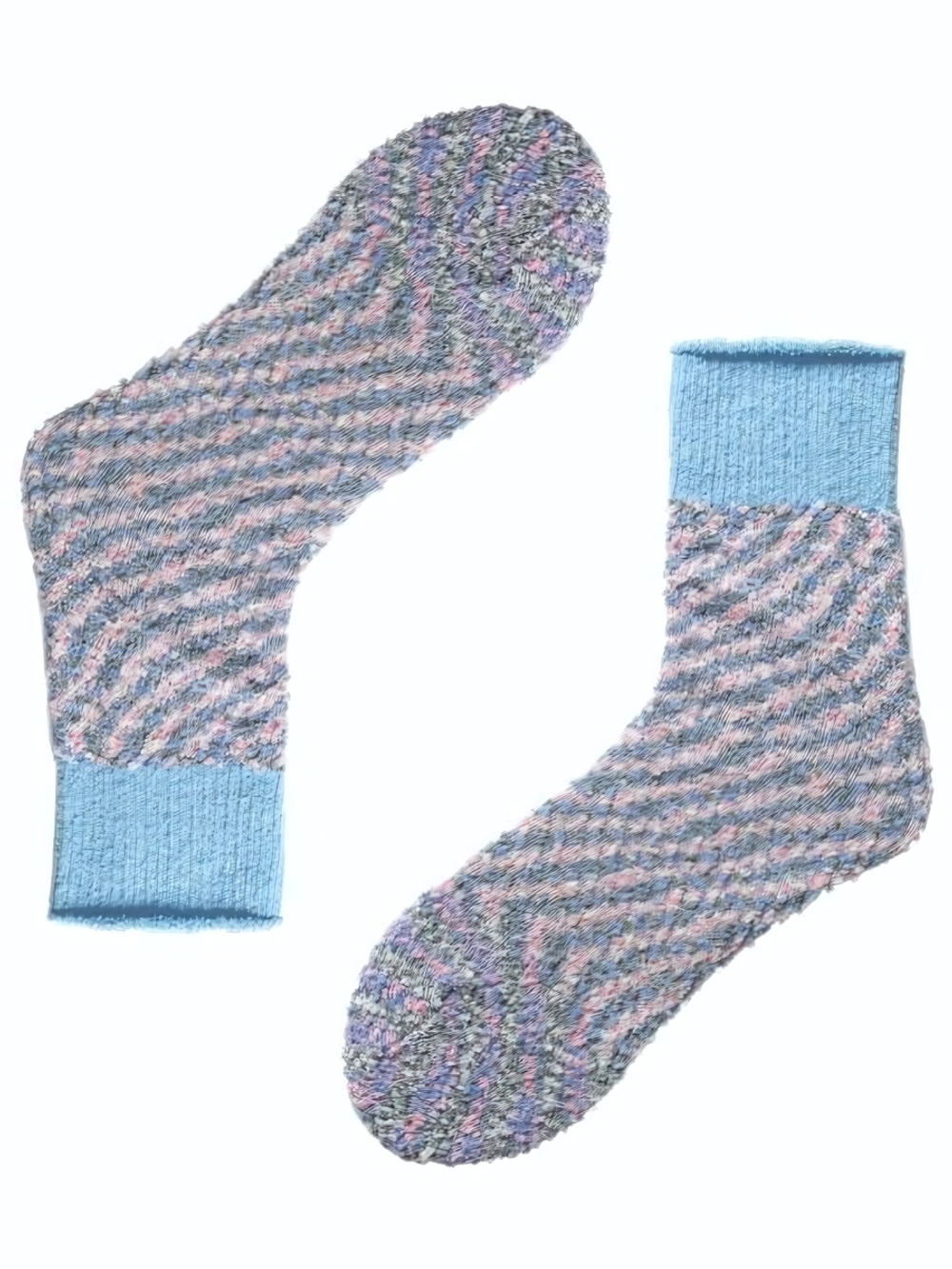 Плюшевые женские носки со спиралевидным узором Soft (Размер: 23) (Цвет: бледно-фиолетовый)