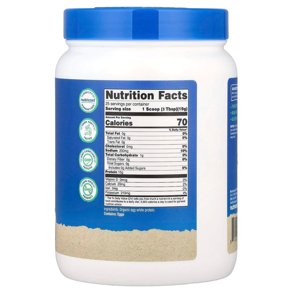 Nutricost, органический яичный протеин, без добавок, 454 г (1 фунт)