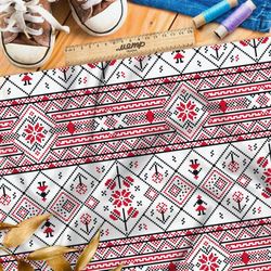 Ткань мембрана мелкая славянская вышивка на полотенце