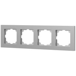 Рамка для розеток и выключателей Intro Accent 6-504-03 на 4 поста, СУ, алюминий | Intro
