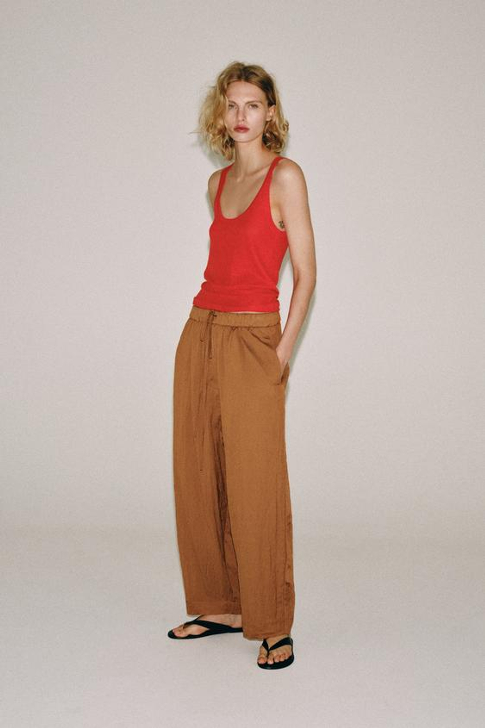 ZARA ЛЕГКИЕ БРЮКИ — ZW COLLECTION, ТАБАЧНЫЙ
