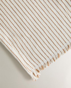 Zara Home плед из хлопка, коричневый, в полоску