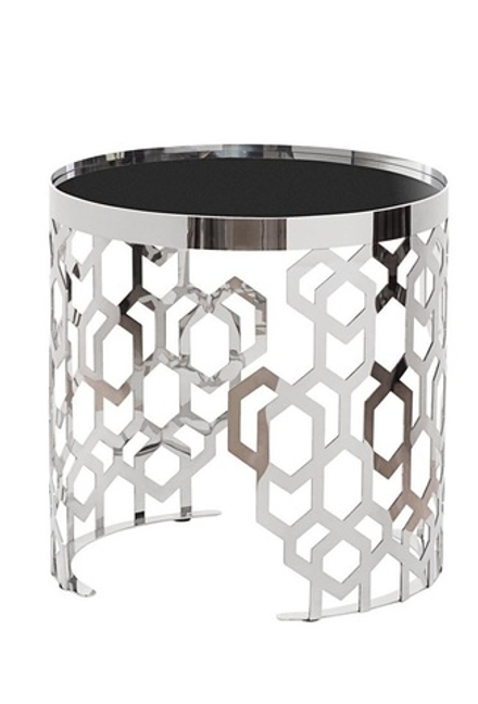 13RXET8011-SILVER Стол журнальный черн.стекло/серебро d50*50см