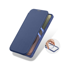 Чехол книжка синего цвета с MagSafe для Samsung Galaxy S26 Ultra, серия Skin X Pro Series от Dux Ducis