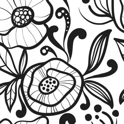 Линейный узор с цветами