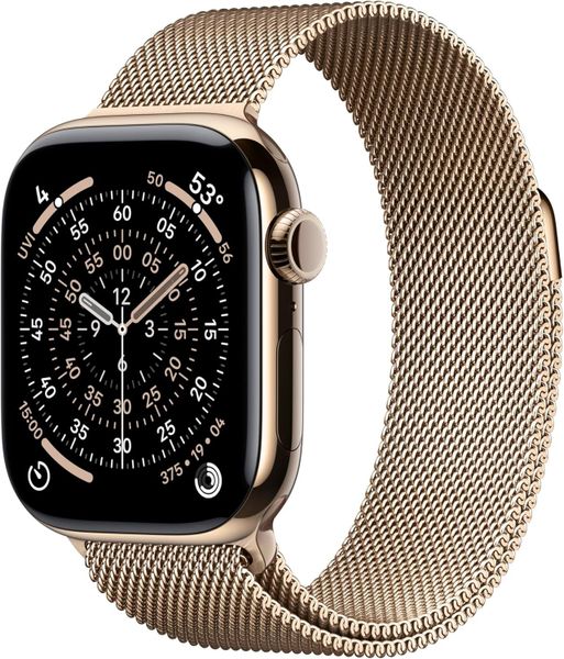 Умные часы Apple Watch Series 11 42 мм из титана золотого цвета, миланский сетчатый браслет золотого цвета