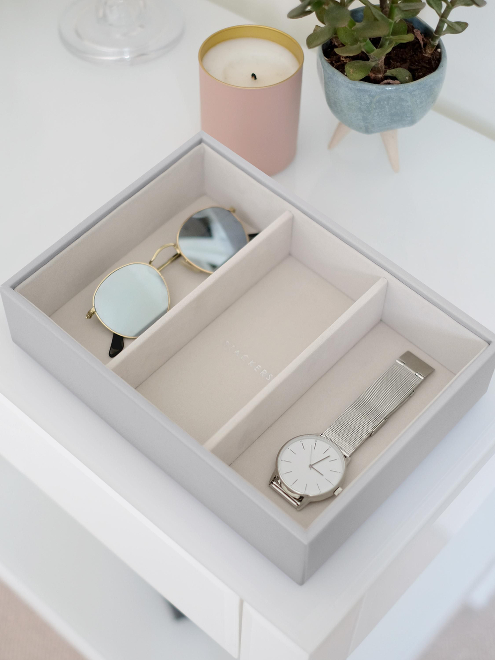 Органайзер для часов и аксессуаров Stackers Classic Watch Accessory Layer, 3 отделения - Mink (#stackers #bam #органайзердляочков #органайзер_для_очков / Искусственная кожа / White / белый / White / Китай / 6 / 300 / 300)