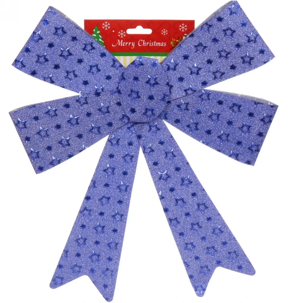 Бант на ёлку «Звездопад» 28*37 см, Синий