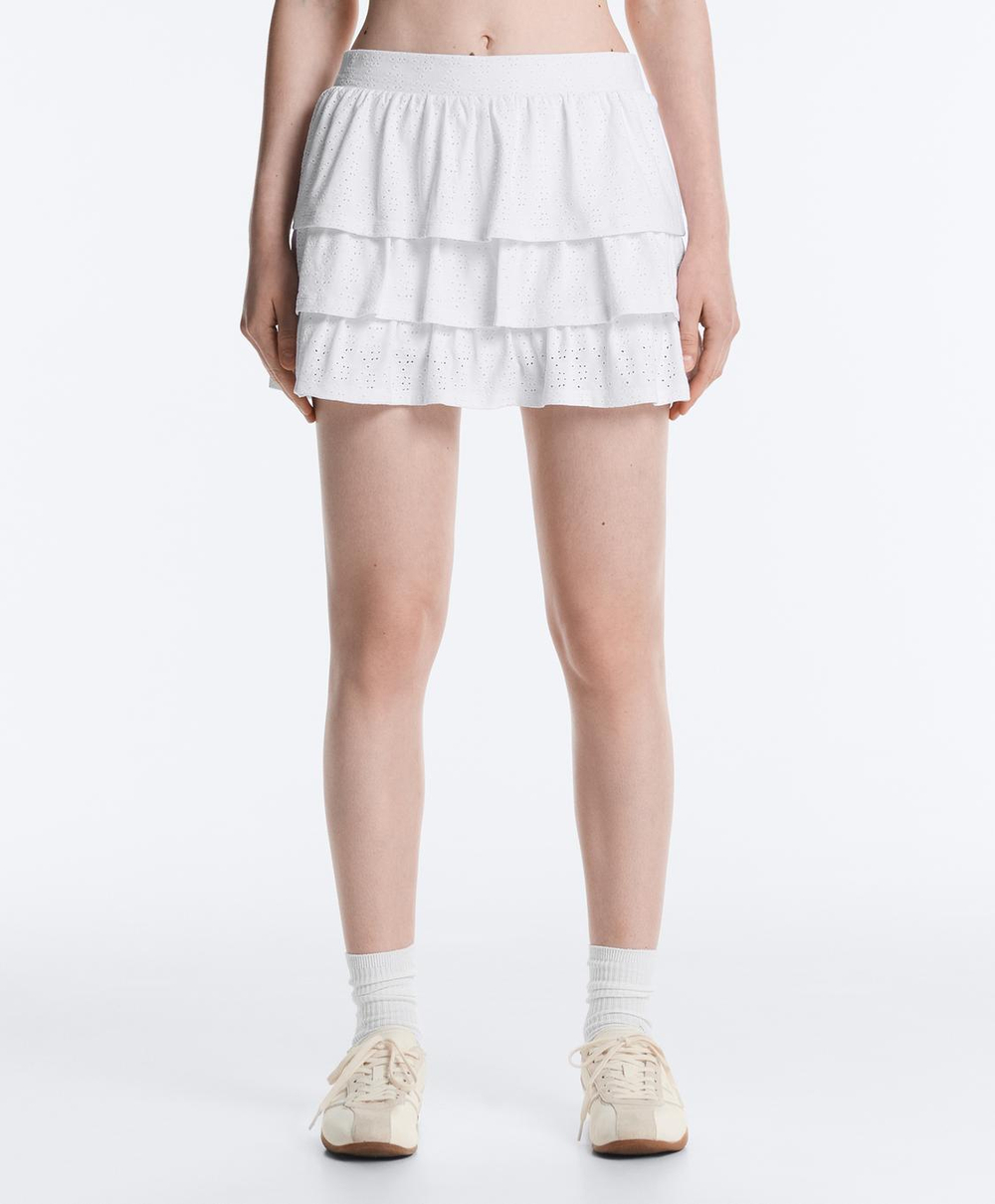 Oysho Короткая юбка Comfortlux с вышивкой, белый