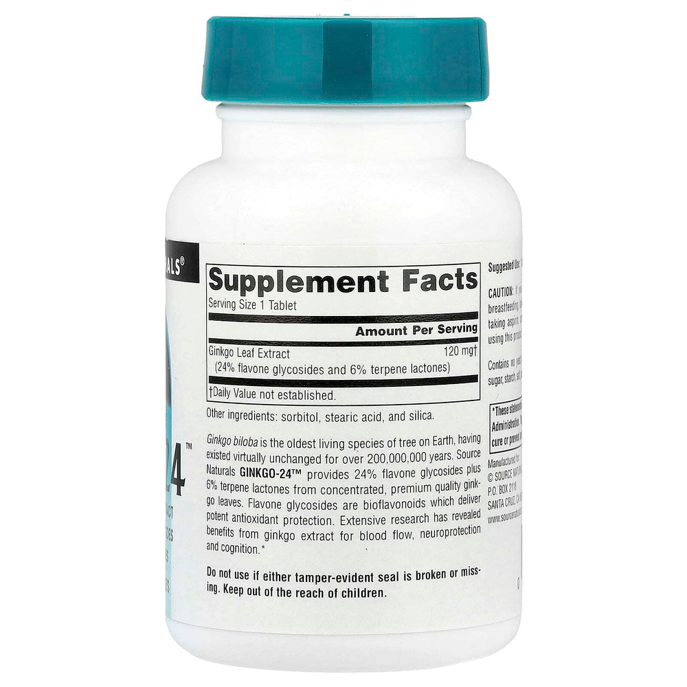Source Naturals, Ginkgo-24™, 120 мг, 120 таблеток
