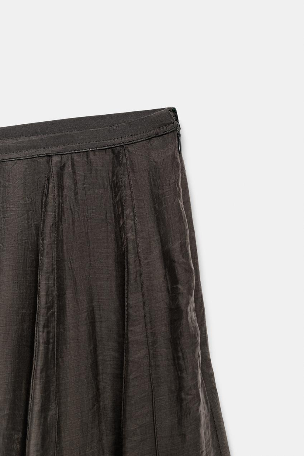 ZARA КОМБИНИРОВАННАЯ СТРУЯЩАЯСЯ ЮБКА — ZW COLLECTION, КОРИЧНЕВЫЙ
