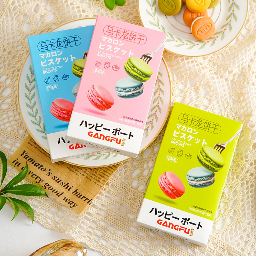 Печенье-сэндвич Macaron Gangfu c клубничным вкусом, 50 г