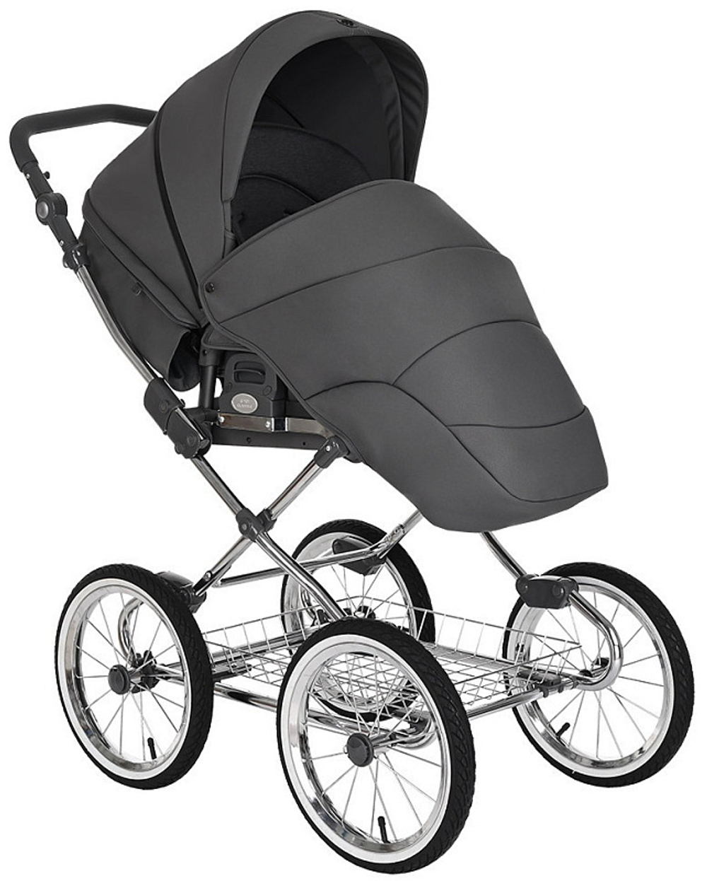Детская коляска Roan Bass Next Classic d14 3 в 1 с автокреслом Avionaut Silver Black RCL253/1 Steel Grey