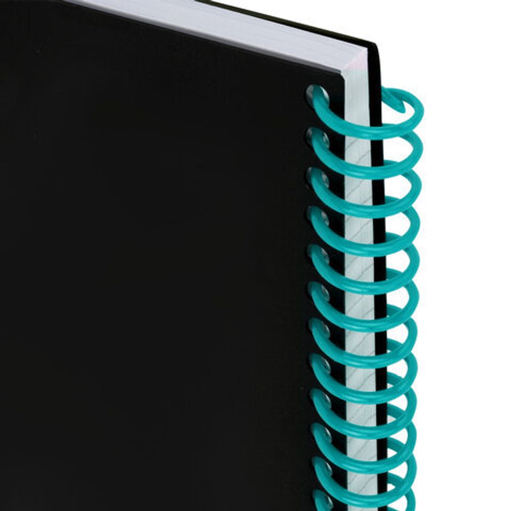 Тетрадь обложка пластик, А5 80 л., спираль пластик, резинка, клетка, BRAUBERG, черный/синий, 405385