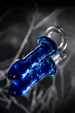 Анальная втулка Sexus Glass, стекло, синяя, 16 см, Ø 3,5 см