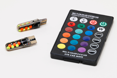 W5W 18Led RGB 1W 12V Стробоскоп с пультом ДУ