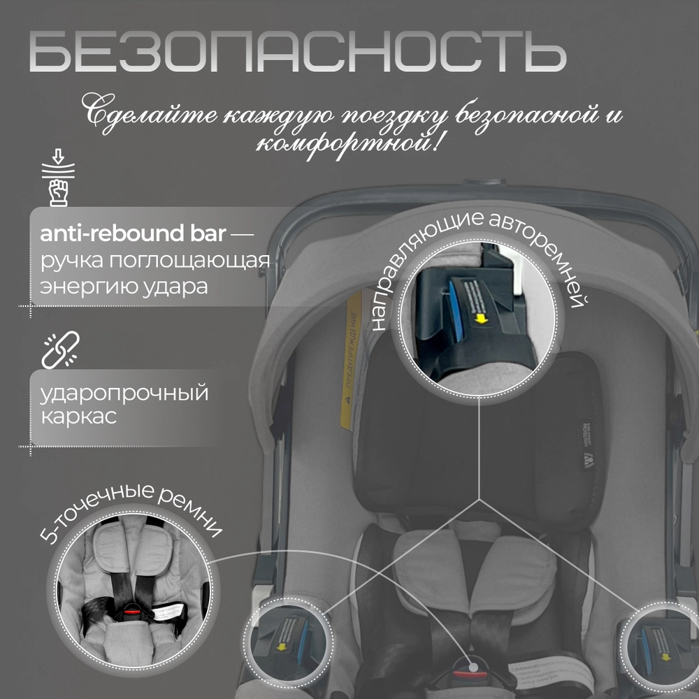 Коляска-автолюлька Bubago Mirco серый
