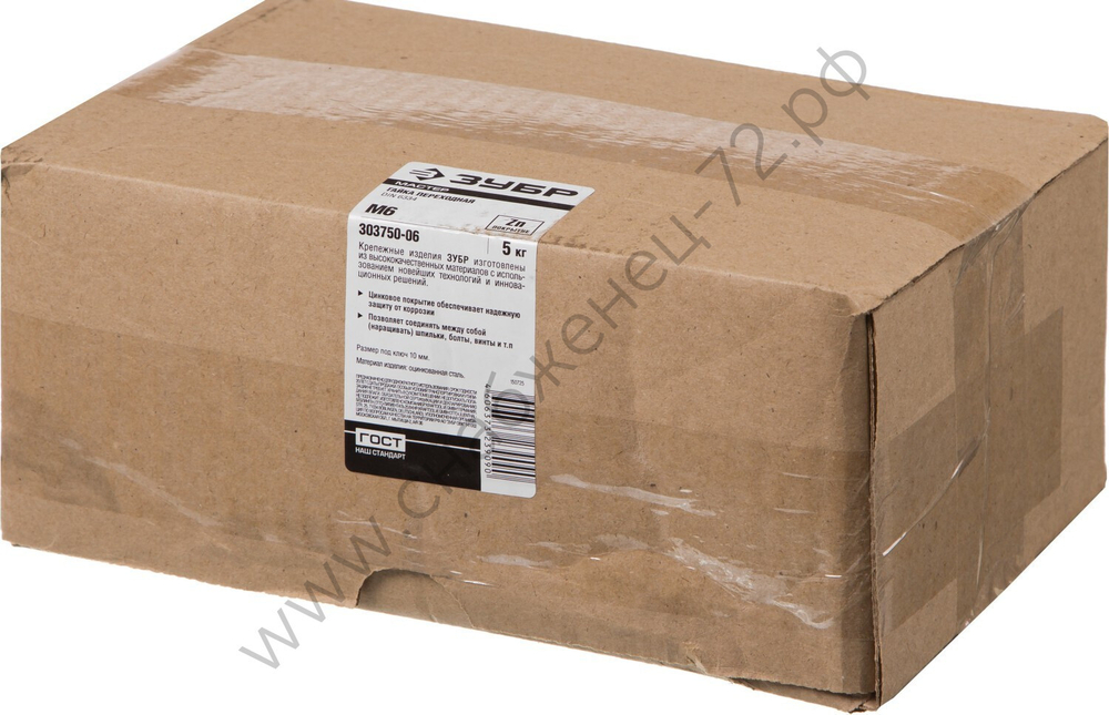 ЗУБР DIN 6334 M6, переходная гайка, цинк, 5 кг (303750-06)