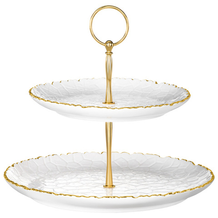 БЛЮДО ДВУХЪЯРУСНОЕ LEFARD "CHARM" 19*2,5 СМ/26*2,5 СМ (С ЗОЛОТОЙ ЛИНИЕЙ)